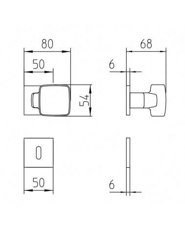 Bouton de porte Mandelli Carrè avec dimensions