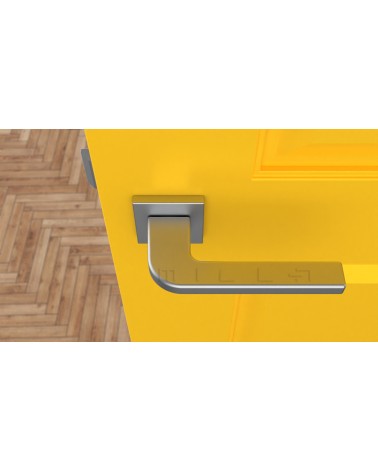 Poignée de porte ISMENA poignée design couleur 1 vue de haut montée sur une porte