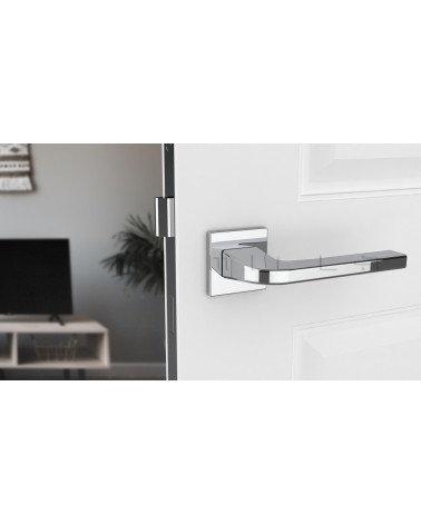 Poignée de porte style moderne ISMENA poignée design montée sur une porte