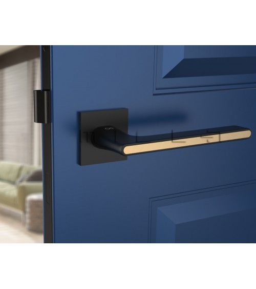 Poignée de Porte Noire et doré Ferrara carré -  poignée design