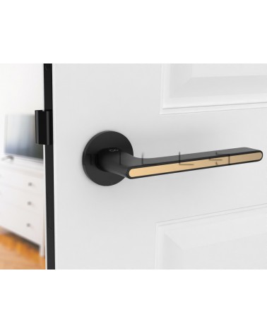 Poignée de portes bicolore chrome brossé noire Ferrara ronde