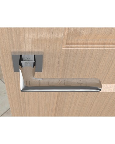 Poignée de porte line GIULIA poignée design couleur 1 vue de haut montée sur une porte