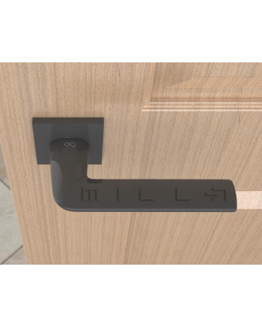 Poignée de porte titane STINGER poignée design vue de haut montée sur une porte