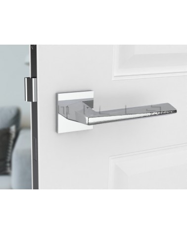 Poignée de porte moderne DIAMANT poignée design vue de face montée sur une porte