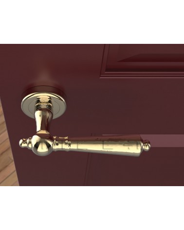 Poignée de porte au style rétro MILLENAIRE poignée design vue de haut montée sur une porte