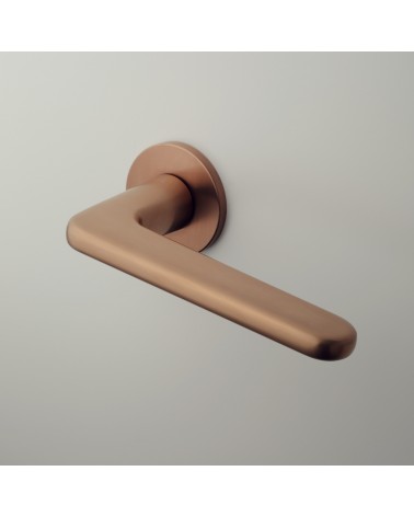 Poignée de porte en zamak LIRA poignée design couleur 4 montée sur une porte