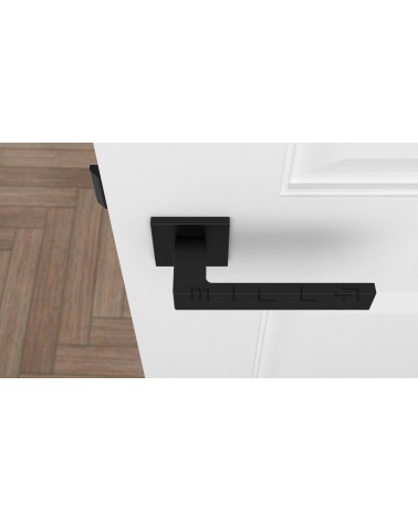 Poignée de porte en zamak SULLA poignée design couleur 2 vue de haut montée sur une porte