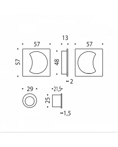 Poignée pour portes coulissante Colombo Design Moon One avec dimensions