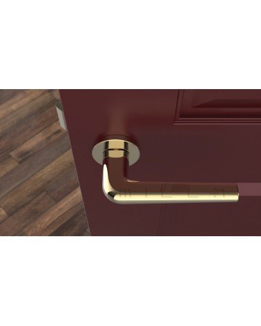 Poignée de porte ronde FUNKIA poignée design vue de haut montée sur une porte