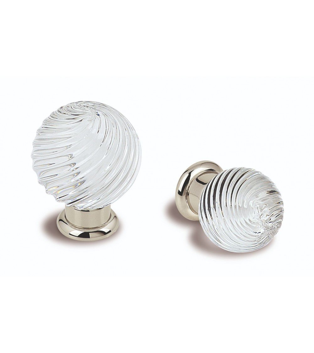 2 Boutons de meuble en verre Salice Paolo ASTER sur fond blanc