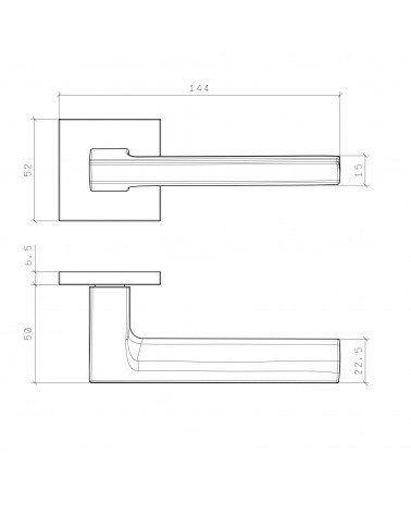 Poignée de porte graphite OGA avec dimensions