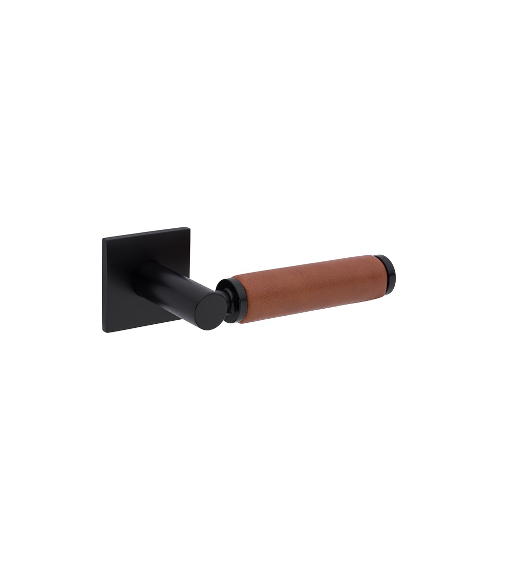 Poignée de porte noire en cuir clair TUPAI 4200/200 carrée -  poignée design
