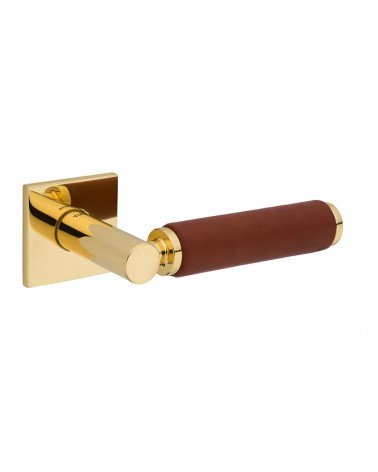 Poignée de porte en laiton et en cuir clair TUPAI 4200/200 carrée -  poignée design