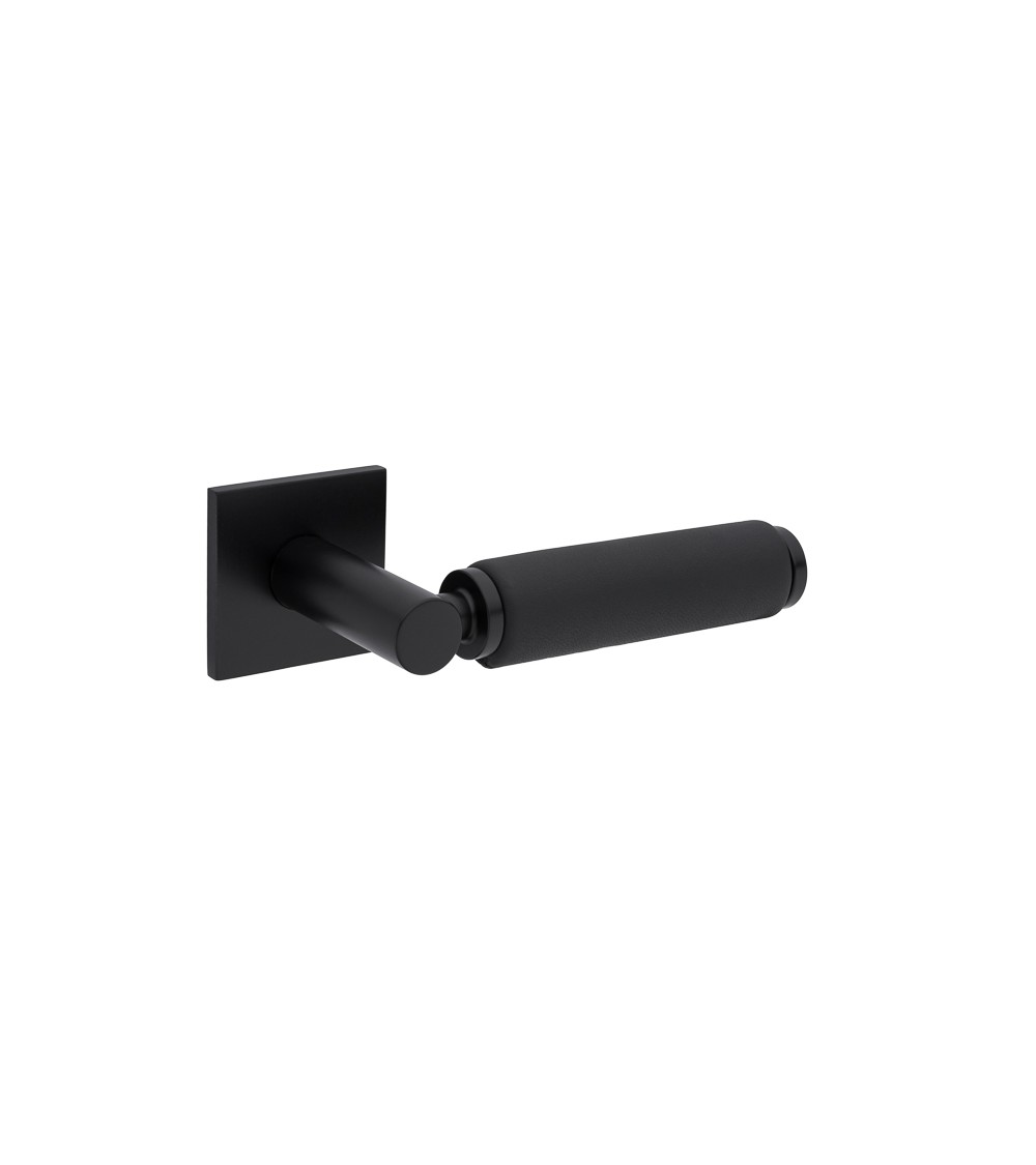 Poignée de porte Noire en cuir noir TUPAI 4200/202 carrée -  poignée design