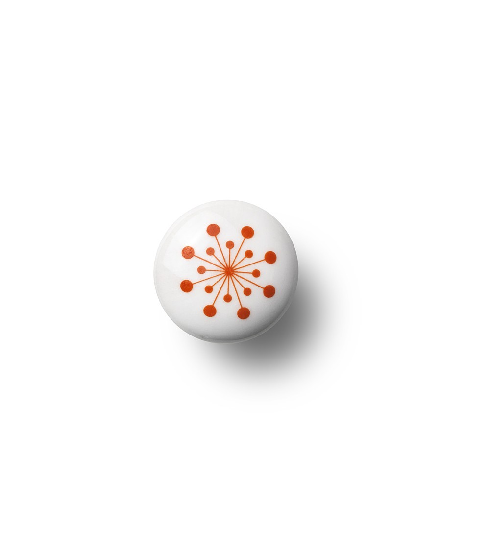 Bouton de meuble Anne Black model Flower de couleur orange, taille 30x30mm