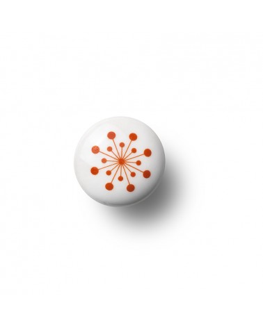 Bouton de meuble Anne Black model Flower de couleur orange, taille 30x30mm