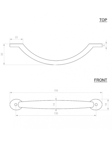 Poignée de meuble en coque P13 -  poignée design