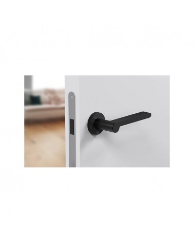 Poignée de porte moderne Pandora poignée design vue de haut montée sur une porte entrouverte