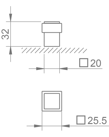 Butée de porte TUPAI 2617 avec dimensions