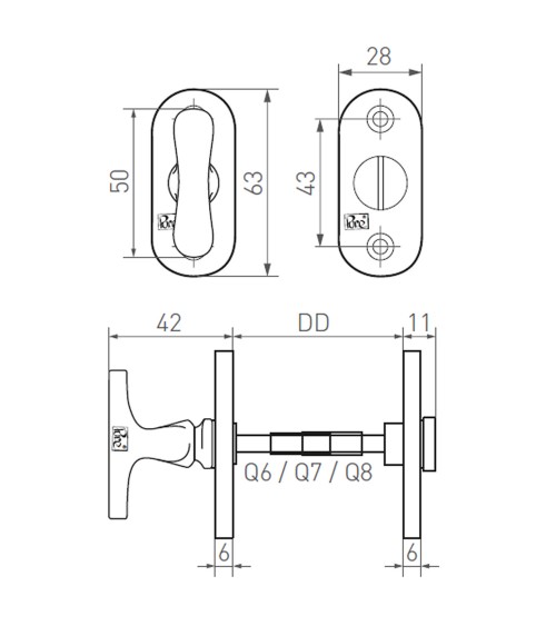 copy of Rosace de porte CDF clé PZ-PBTC 1 -  poignée design