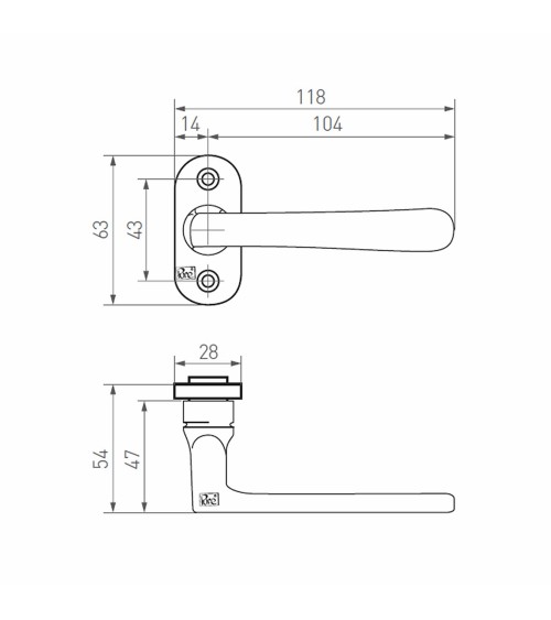 Poignée de porte design en bronze PHL L+L PBTC1 -  poignée design