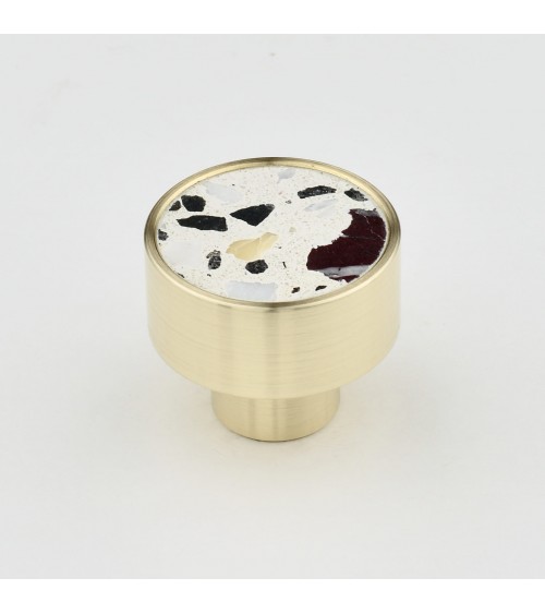 Bouton de meuble en laiton et Terrazzo poignée design