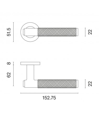 Poignée de porte Sterk OVAL 1741 avec dimensions