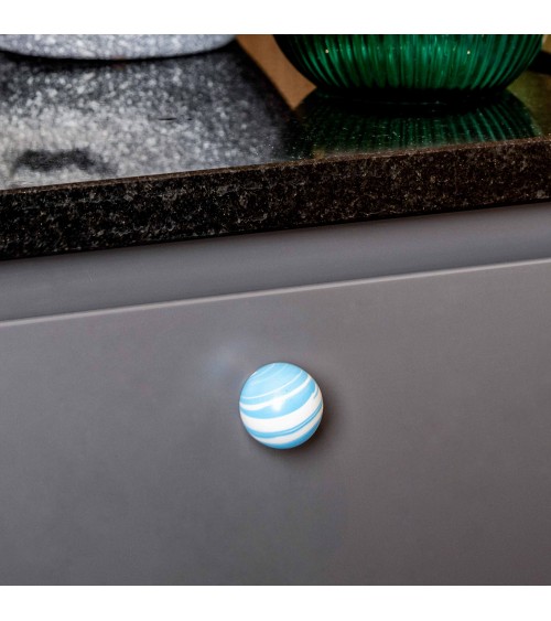 Bouton de meuble en bois de hêtre Bleu Azur poignée design