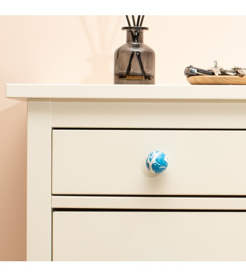 Bouton de meuble en bois de hêtre Bleu Azur poignée design