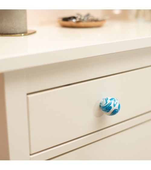 Bouton de meuble en bois de hêtre Bleu Azur poignée design