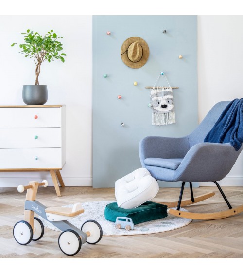 Bouton de meuble en bois de hêtre Bleu Azur poignée design