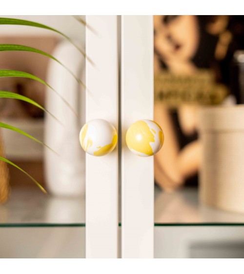 Bouton de meuble en bois de hêtre jaune poignée design