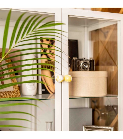 Bouton de meuble en bois de hêtre jaune poignée design