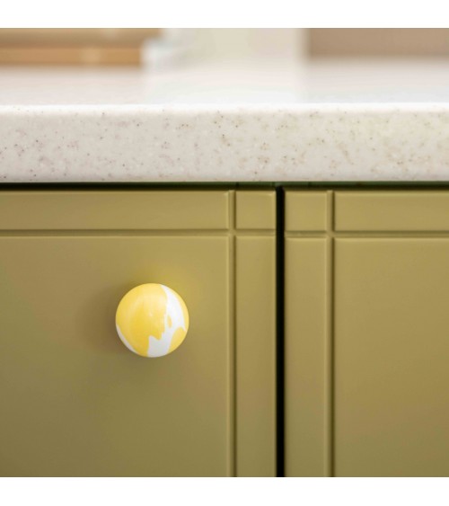 Bouton de meuble en bois de hêtre jaune poignée design