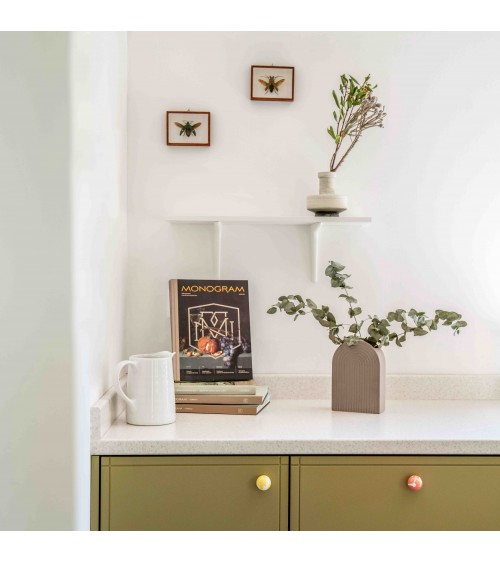 Bouton de meuble en bois de hêtre jaune poignée design