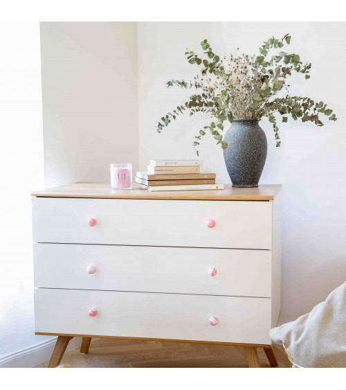 Bouton de meuble en bois de hêtre Rose poignée design
