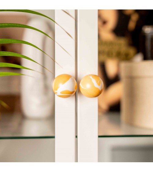 Bouton de meuble en bois de hêtre orange poignée design