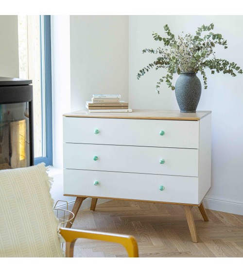 Bouton de meuble en bois de hêtre vert riche poignée design