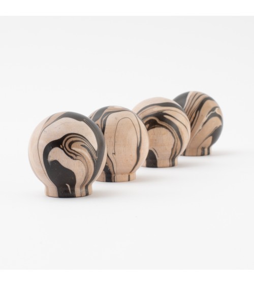 Bouton de meuble en bois de hêtre noir chino poignée design