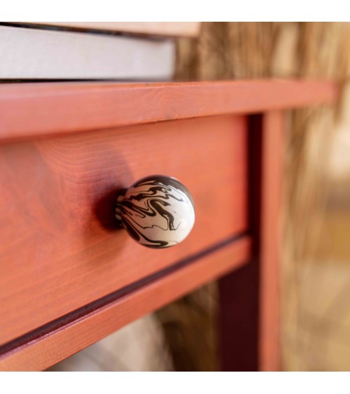 Bouton de meuble en bois de hêtre noir poignée design