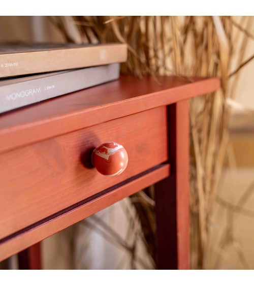 Bouton de meuble en bois de hêtre rouge cerise poignée design