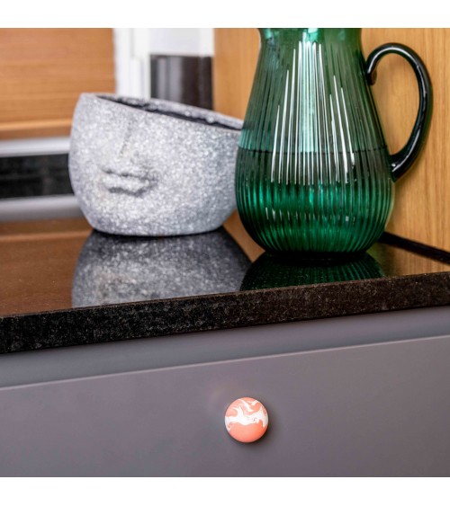 Bouton de meuble en bois de hêtre rouge cerise poignée design