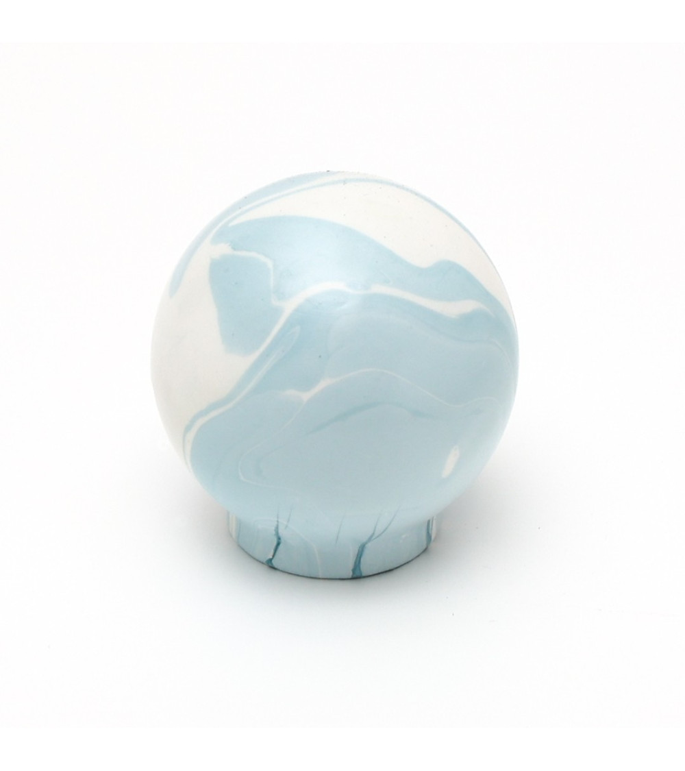 Bouton de meuble en bois de hêtre gris bleu poignée design