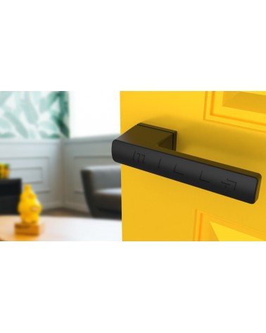 Poignée de porte noir BRISA poignée design montée sur une porte entrouverte