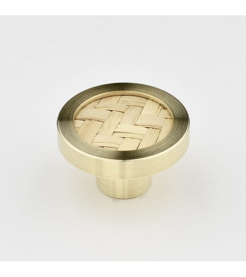 Bouton de meuble en laiton et herbiers marins poignée design