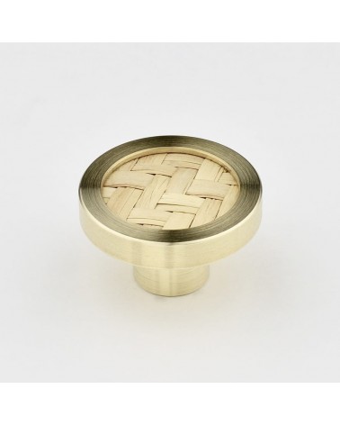 Bouton de meuble en laiton et herbiers marins poignée design