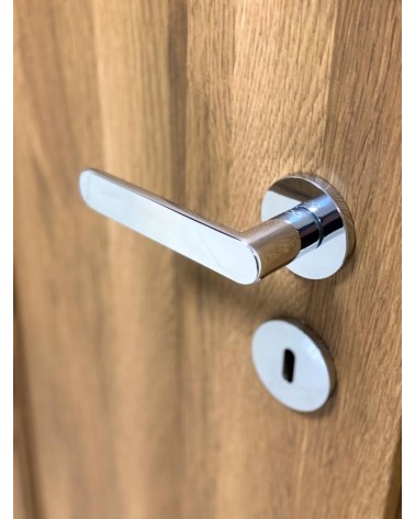 Poignée de porte classique Line Vénus poignée design avec rosace montée sur une porte