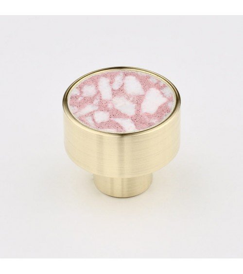Bouton de meuble en laiton et Pink Terrazzo poignée design
