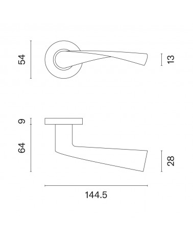 Poignée de porte OVAL 1708 avec dimensions