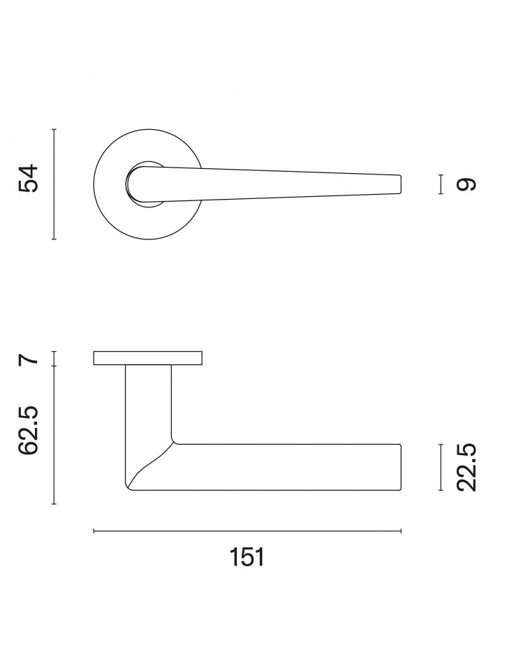 Poignée de porte en aluminium SALTA avec dimensions